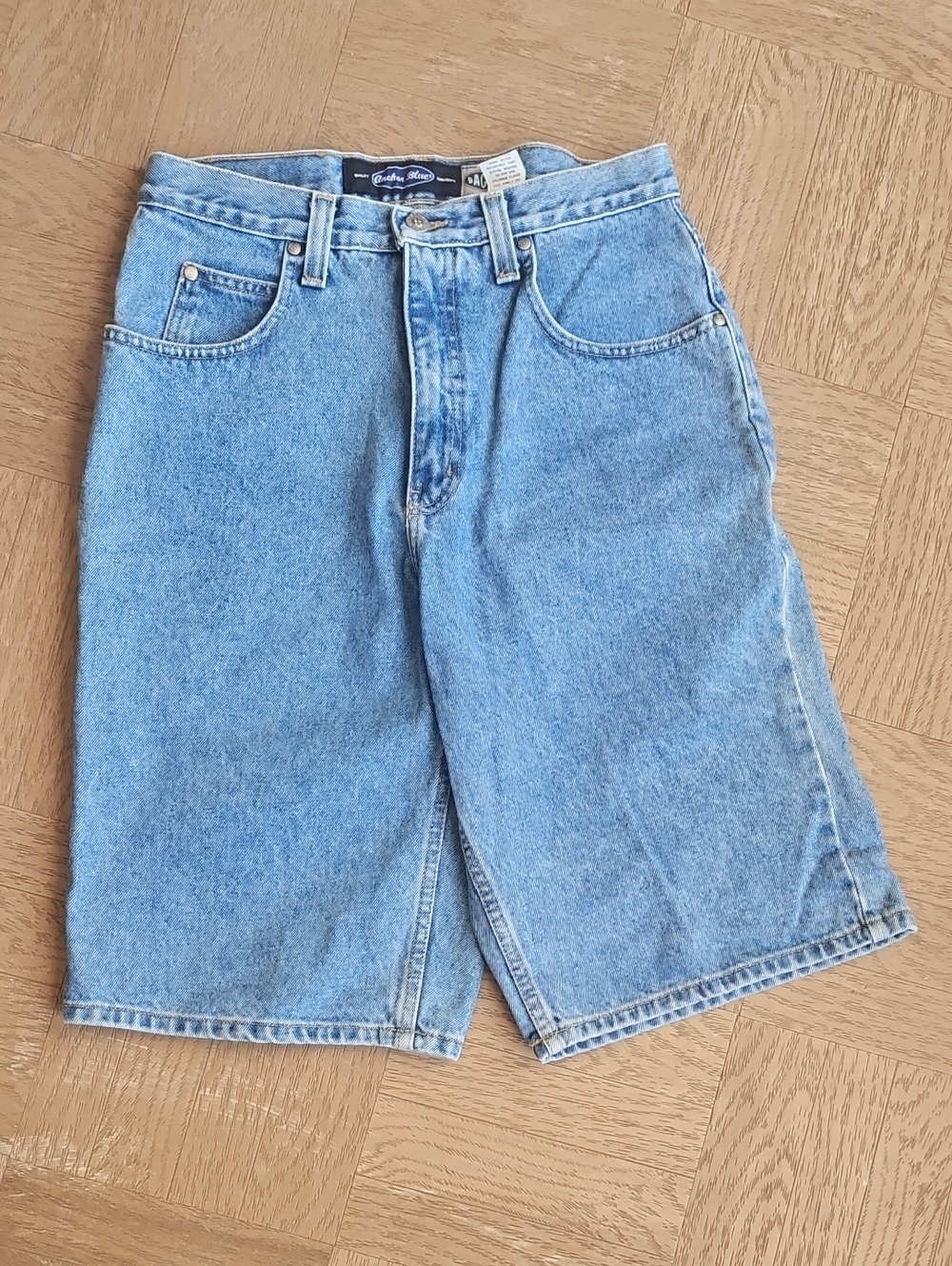Vintage Anchor Blue Light Wash Denim Jeans Men's Shorts